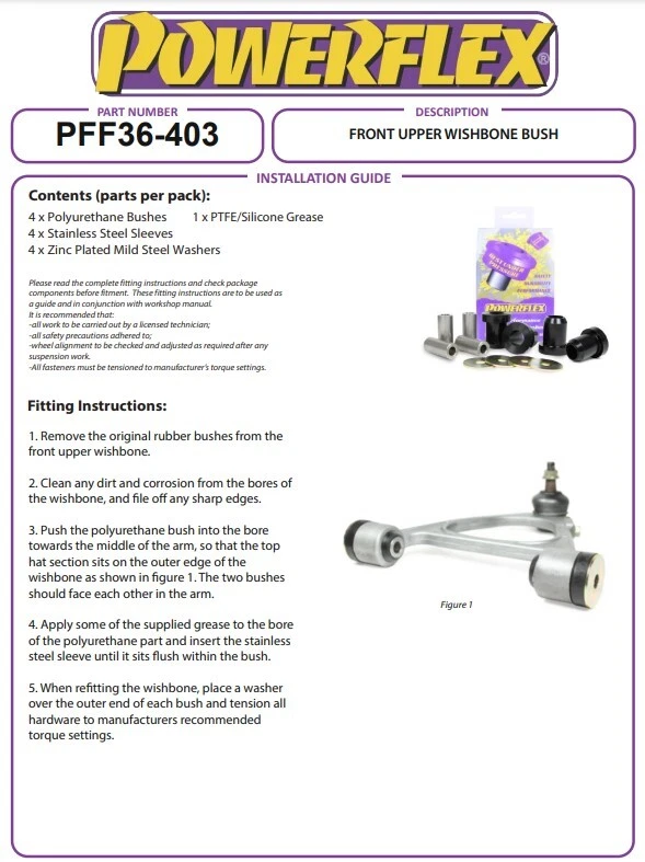 Bush Wishbone superior delantero Powerflex PFF36-403 para Mazda MX-5 MK3 NC (2005-2015) - Imagen 4 de 4