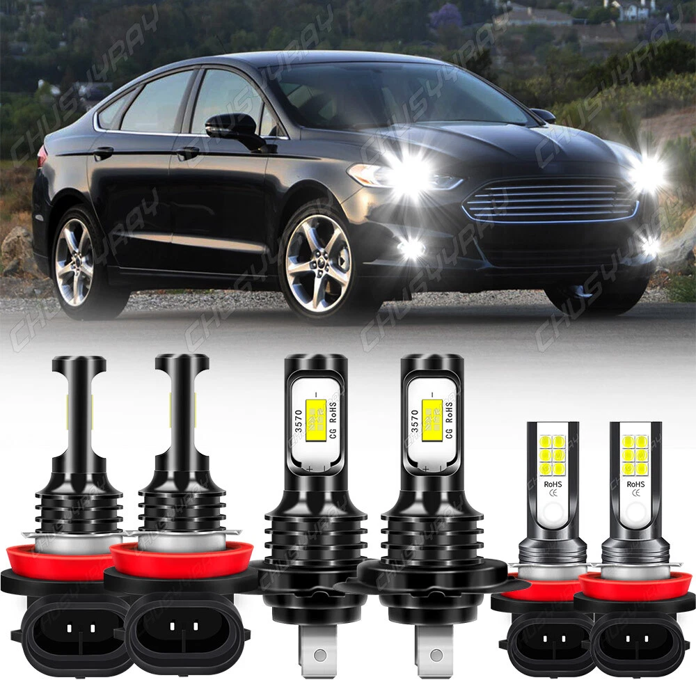 For Ford Fusion 2011 2012 2013 2014 2015 2016 LED Headlight+Fog Light Bulbs Kit