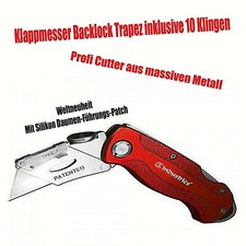 Klappmesser Cutter Messer Teppichmesser Metall Backlock Trapez 10 Klingen