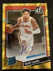 SETH LUNDY 2023-24 PANINI DONRUSS 294 RATED ROOKIE GOLD LASER AUTO 1/10 RC HAWKS