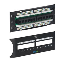 ICC CAT5e Zero-U Front Access Patch Panel with 12 Ports ICMPP12FXE - Black