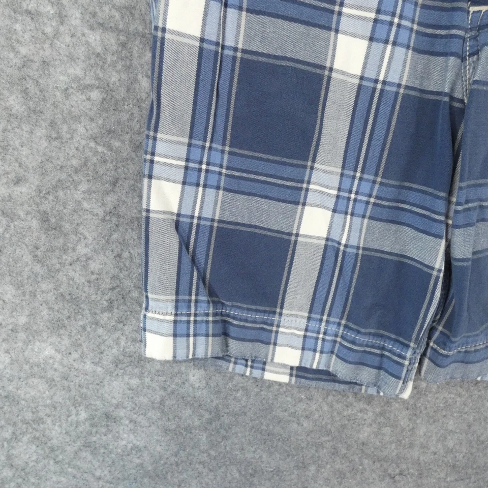 Pantalones Cortos Abercrombie Niños Jóvenes Niños 14 Chinos Frente Plano Azul Blanco A Cuadros Foto 3 de 4