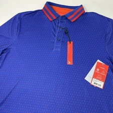 NWT $105 Redvanly Carver Golf Polo Shirt Size Medium Olympic Blue/Red PUREpoly