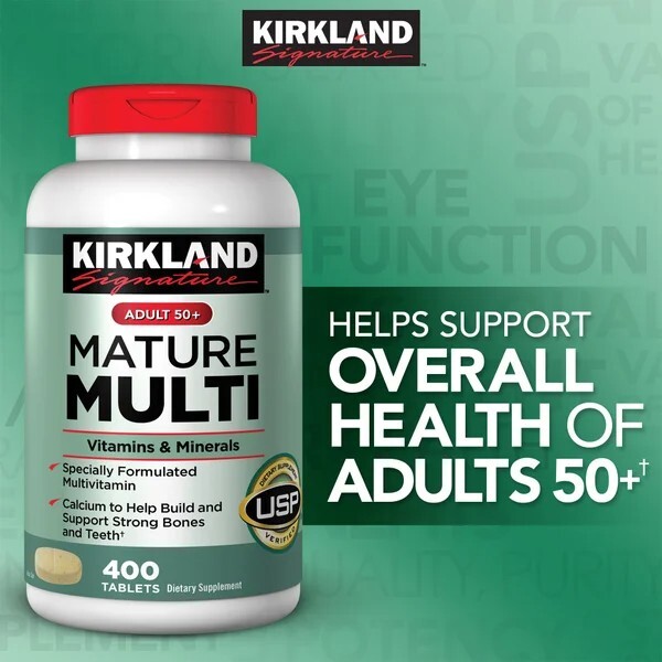 Kirkland Signature Adult 50+ Mature Multi Vitamins & Minerals, 400 Tablets