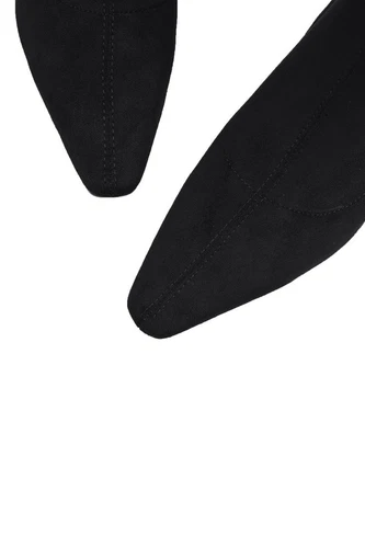 Womens Suede Square Toe Kitten Heel Stretched Knee Length Boots Chic Shoes - Bild 11 von 17