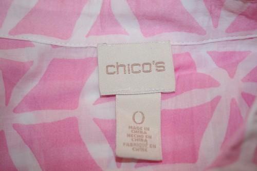 Chico's 0 Sm 4 Blouse Lot of 2 Ombre Geometric Pink Blue Cotton Beach Easy Care - Picture 7 of 10