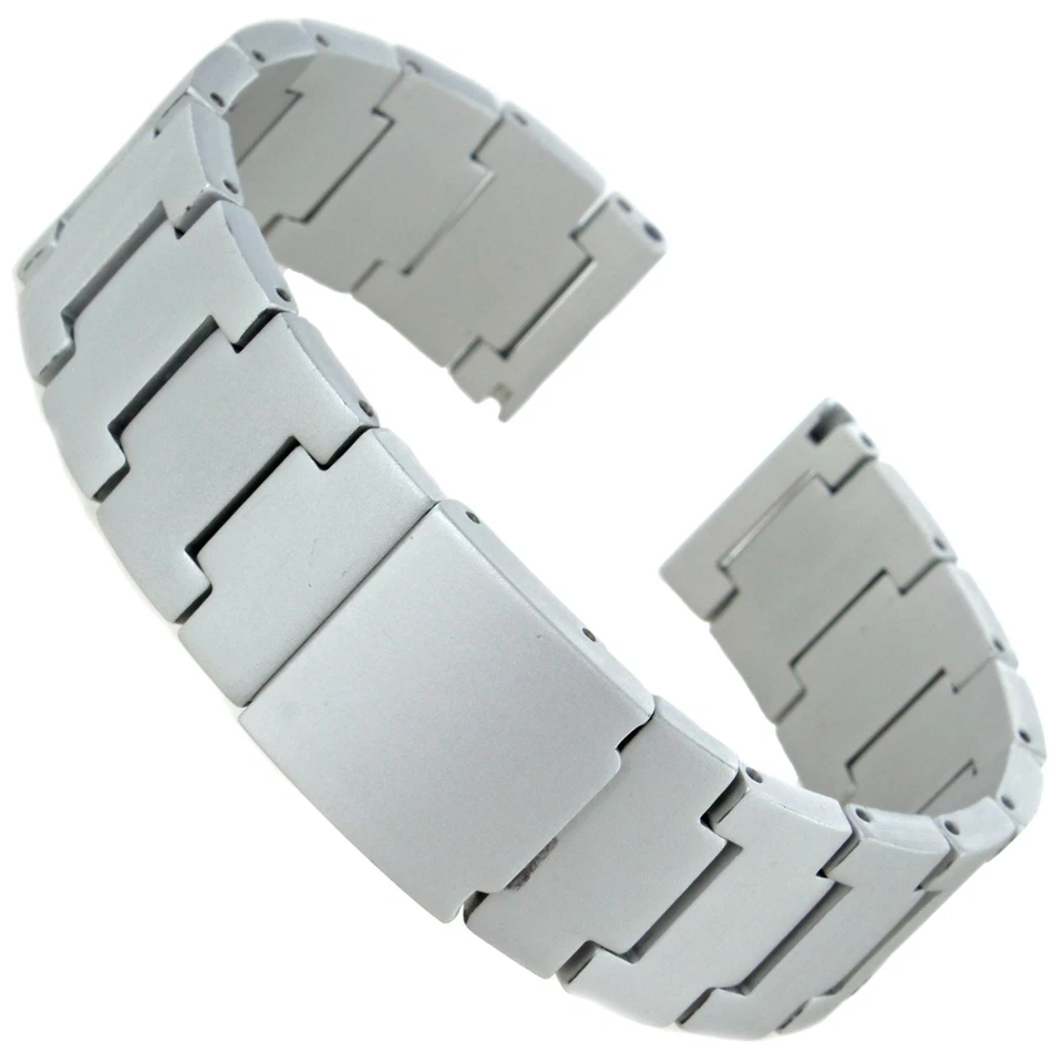 Correa de reloj para hombre Hirsch de acero inoxidable gris mate con hebilla de extremo recto de 18 mm Foto 2 de 4