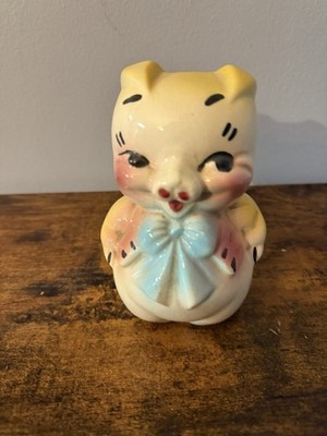 American Bisque Pig With Bow 5 1/4'' Piggy Bank