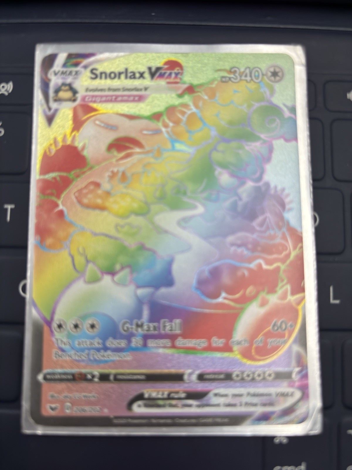 Pokémon TCG Snorlax VMAX Holo Secret Rare Card Sword & Shield Base Set 206/202