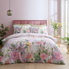 Image of RHS Enchanted Butterfly Garden Reversible Duvet Cover Bedding Set Pink