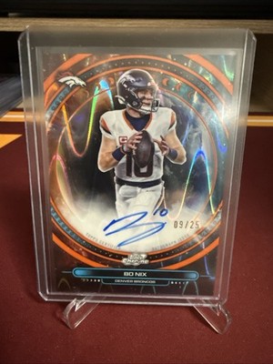2025 Topps Chrome Cosmic Bo Nix Equinox Auto Orange Color Match /25