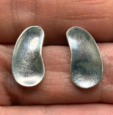 Sterling Silber Bohne Ohrringe Ohrstecker handgemacht 5/8''