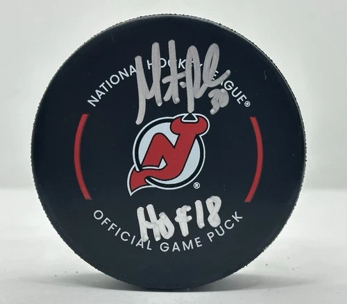Martin Brodeur Autographed New Jersey Devils Game Hockey Puck HOF 18 ! Fanatics