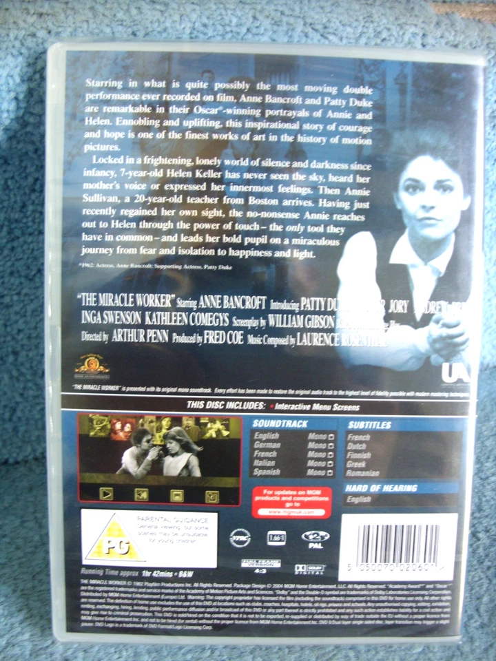 (RARE) Miracle Worker (DVDR2) B&W 1962 Anne Bancroft 102mins (BARGAIN) - Image 2 of 4