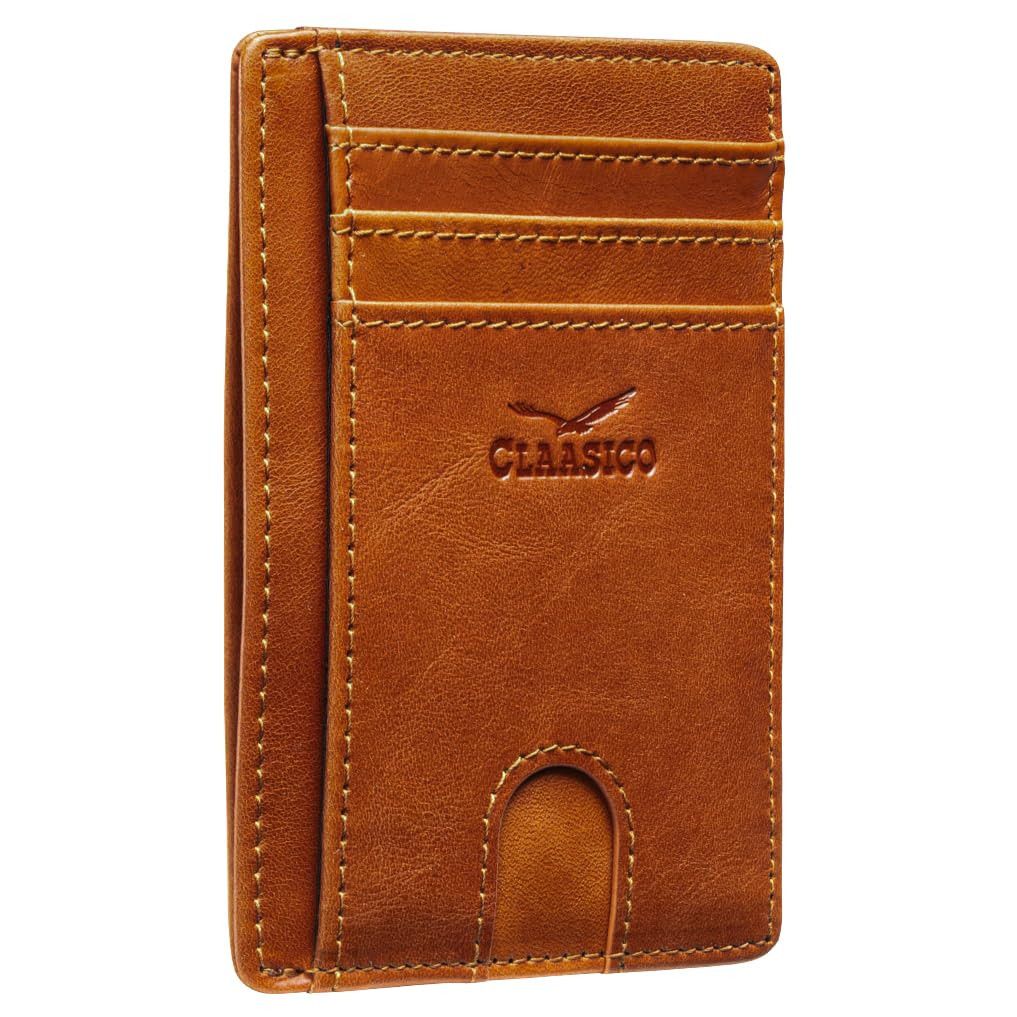 Slim Vintage RFID-Blocking Leather Front Pocket Wallet