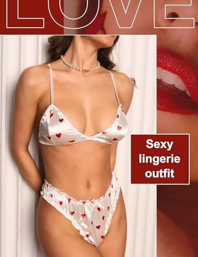 Women's Bra and Panty Sets Satin Silk Lingerie Set 2 Piece Bralette Small White