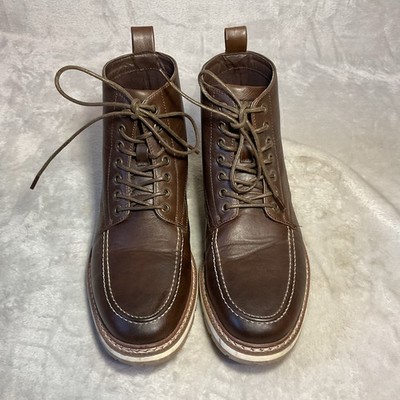 Hawke &Co Leather Ankle Boots Brown Sz 9 Lace Up Memory Foam 