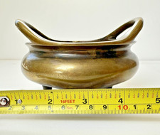 Very Fine Antique Chinese Xuande Bronze Tripod Censer Incense Burner Dragon Mark