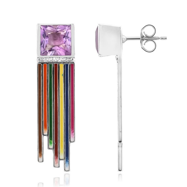 Cavill Ohrringe Lavendel Amethyst 925 Sterlingsilber Platin 3,38Ct Damen-image