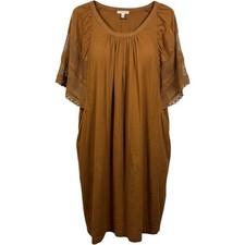 Old Navy Mini Dress Boho Crochet Lace Gauze Rust Peasant Earthy Festival XL