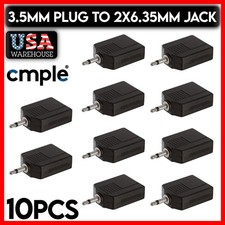 10PCS 3.5mm to Two 6.35mm Adapter 1/8" Mono Plug to 2x 1/4" Stereo Jack Splitter