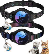 Cat Collar with Airtag Holder, 2 Pack Waterproof Breakaway Kitten Collar for App