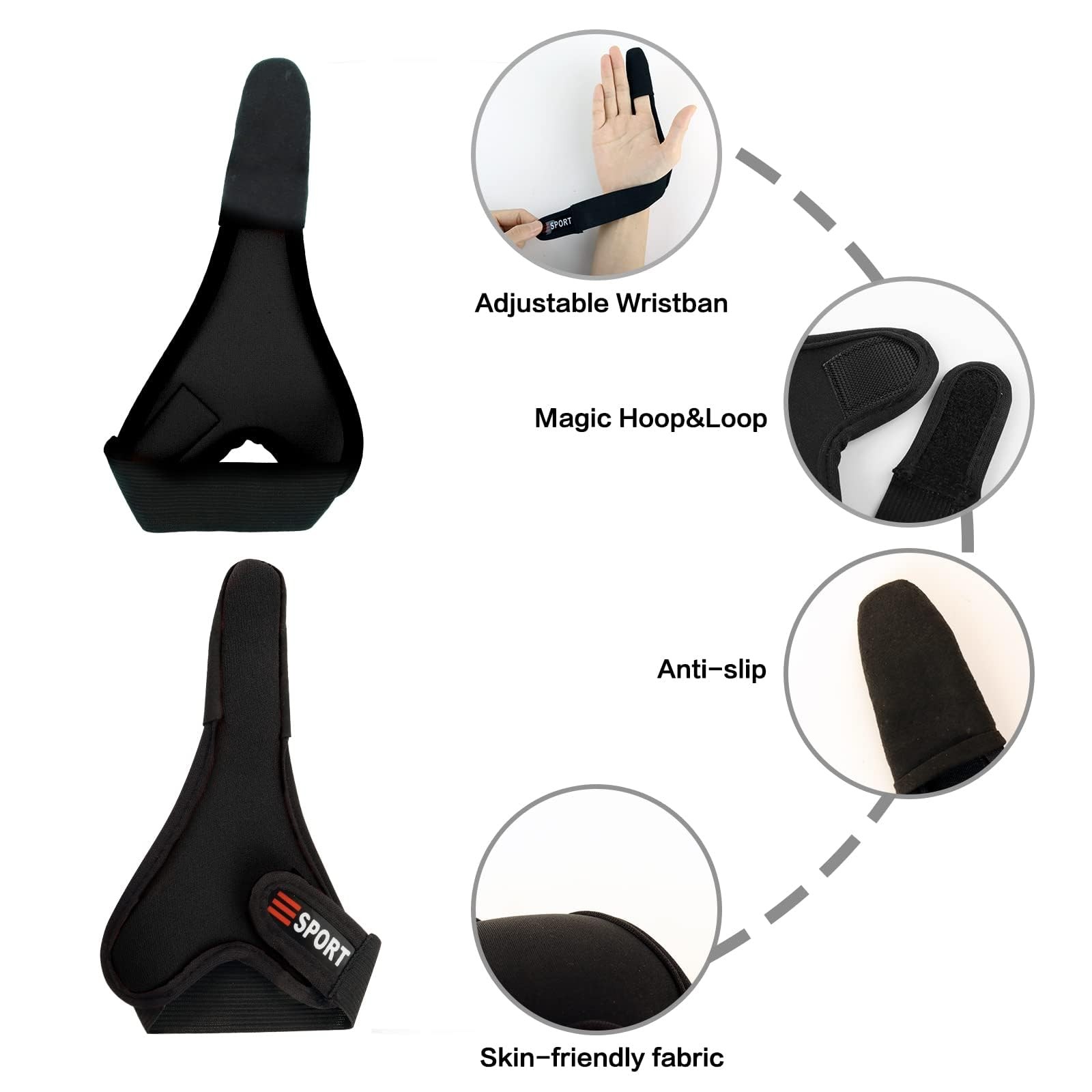 3 Pack Single-Finger Gloves Anti-Slip Neoprene Finger-Protectors for Outdoor