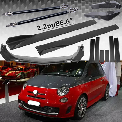 For Fiat Abarth 595 500 Carbon Fiber Front Bumper Lip Splitters Side Skirt Strut