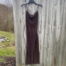 NEW Boohoo Brown midi bodycon dress with a flared hemline skirt design