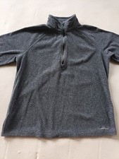 Eddie Bauer Women's Quarter Zip Pullover Fleece Casual Sweater grey Size Large