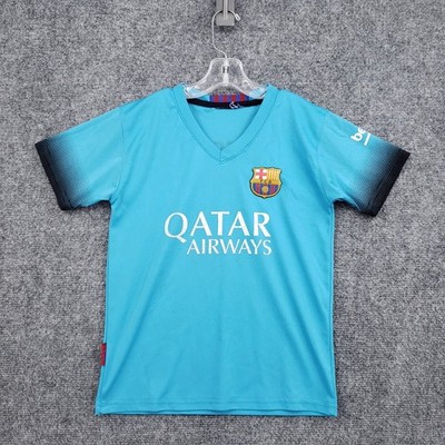 Nike FC Barcelona Messi 10 Soccer Jersey Youth S Blue Qatar Airways Unicef Beko