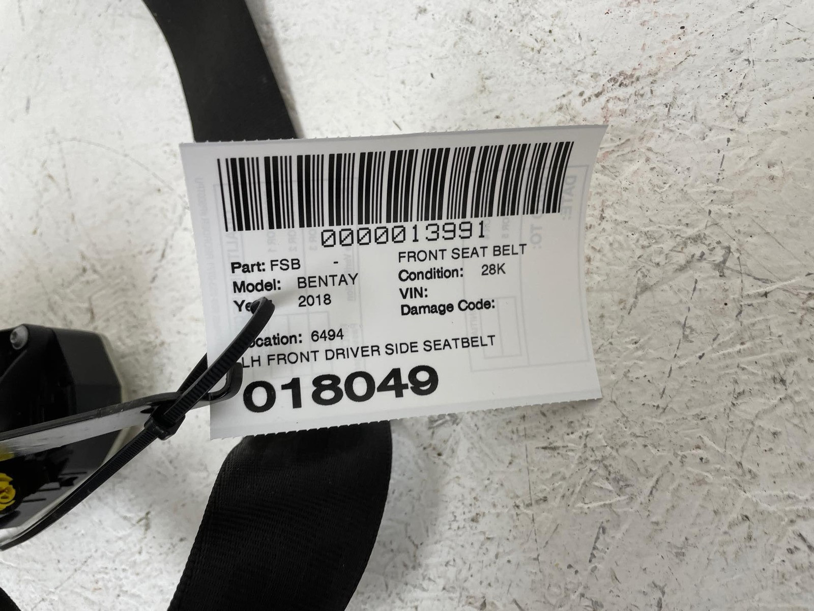 2016-2020 BENTLEY BENTAYGA FRONT DRIVER SIDE SEATBELT RETRACTOR ASSEMBLY BLACK