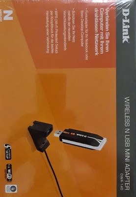 D-Link DWA-140 Wireless N USB WLAN Adapter mit USB-Standfuß und Kabel