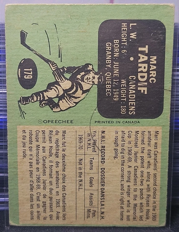 70-71 O-Pee-Chee Marc Tardif Rookie 🚨🚨🚨 Montreal Canadiens  - Image 2 of 2