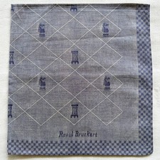 VTG Handkerchief Gray Purple Fabric Woven Chess Knight Rook Pocket Square 18"