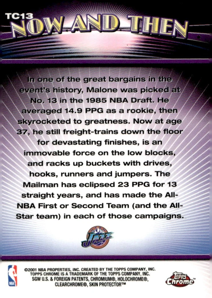 2000-01 Topps Chrome #TC13 Karl Malone Combos - Image 2 of 2