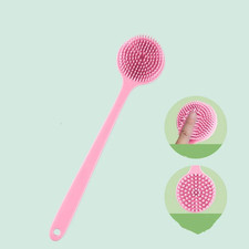 Silicone Back Brush, Soft Exfoliating Shower Brush, Long Handle Body Scrubber, D