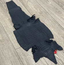 Blue Navy Genuine Caiman Crocodile belly Hide Leather Skin Gator Croc 377