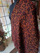 Animal leopard Pashmina Soft Warm 100 Cashmere Scarf Handmade reversible Shawl