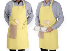 Cotton Kitchen Apron 2 Pack - Adjustable, Durable Apron with Pockets, Perfect...