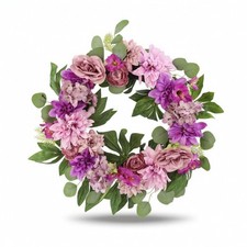 Blumenkranz bunt Kunstkranz mit Eukalyptus ganzj&auml;hrig f&uuml;r Eingangsbereich