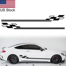 2pcs 79 Black Racing Stripe Graphic Car Side Skirt Door Vinyl Decal Sticker 2pcs 79 Black Racing Stripe Graphic Car Side Skirt Door Vinyl Decal Sticker