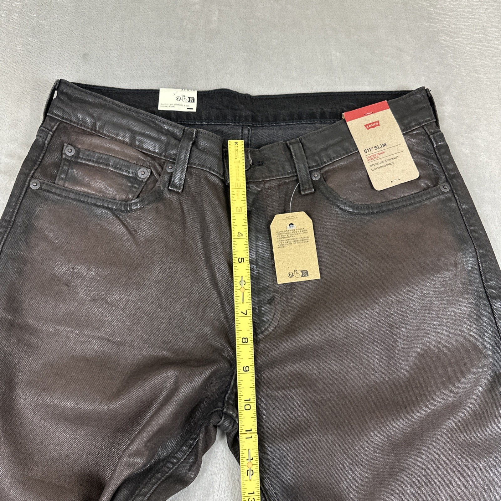 Levi's 511 Slim Jeans Men's Size 33x32 Brown Coated Demin Stretch thumbnail 6