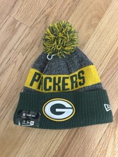 New Era Green Bay Packers NFL Knit Beanie Hat Pom Gray Green Yellow