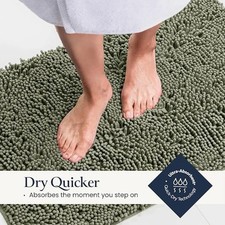 Bathroom 2 Piece Rug Set -Plush Quick-Dry Soft Chenille Rubber Backing Absorbent