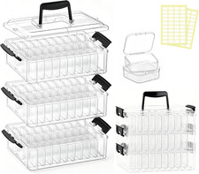 3-Tier Large Capacity Stackable Bead Organizer Box 90 Pcs, Portable Plastic Craf