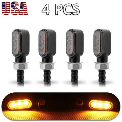 4X Motorcycle Turn Signal Amber LED Blinker Mini Light For Bobber Cafe Racer