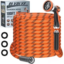 Flexible Garden Hose 100 ft, Non-Expanding Lightweight Water Hose, with 10 Pa...