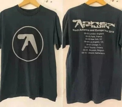 Aphex Twin Band 90s Tour 2014 2 Side Black Short Sleeve Unisex T shirt Reprint