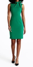 CALVIN KLEIN BOW TIE S/LESS SHEATH DRESS, PINE GREEN, SIZE 4 NWT